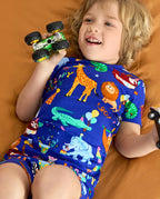 Birthday Safari Short Two-Piece Pajama Set, birthday safari bamboo short two piece pjs lifestyle 03