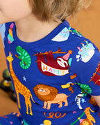 Birthday Safari Short Two-Piece Pajama Set, birthday safari bamboo short two piece pjs lifestyle 11