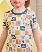 Brave Cowboys Short Two-Piece Pajama Set, brave cowboys bamboo short two piece pjs lifestyle 02