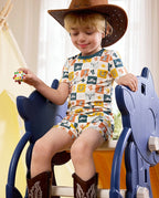 Brave Cowboys Short Two-Piece Pajama Set, brave cowboys bamboo short two piece pjs lifestyle 05