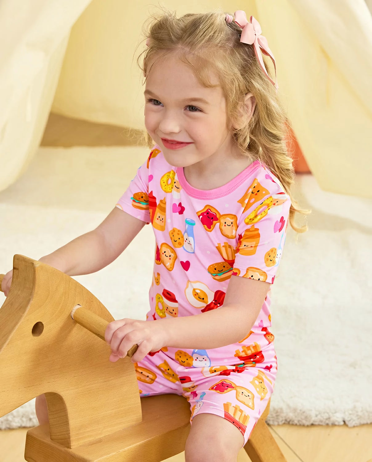 Breakfast Party Short Two-Piece Pajama Set, breakfast party bamboo short two piece pjs lifestyle 02