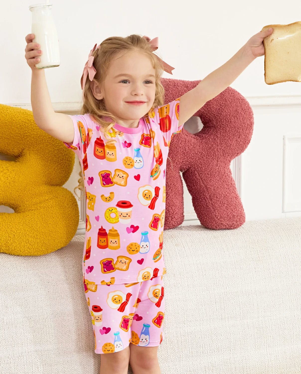 Breakfast Party Short Two-Piece Pajama Set, breakfast party bamboo short two piece pjs lifestyle 09