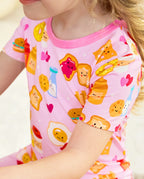Breakfast Party Short Two-Piece Pajama Set, breakfast party bamboo short two piece pjs lifestyle 10