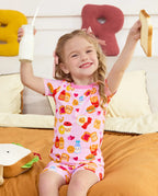 Breakfast Party Short Two-Piece Pajama Set, breakfast party bamboo short two piece pjs lifestyle 11