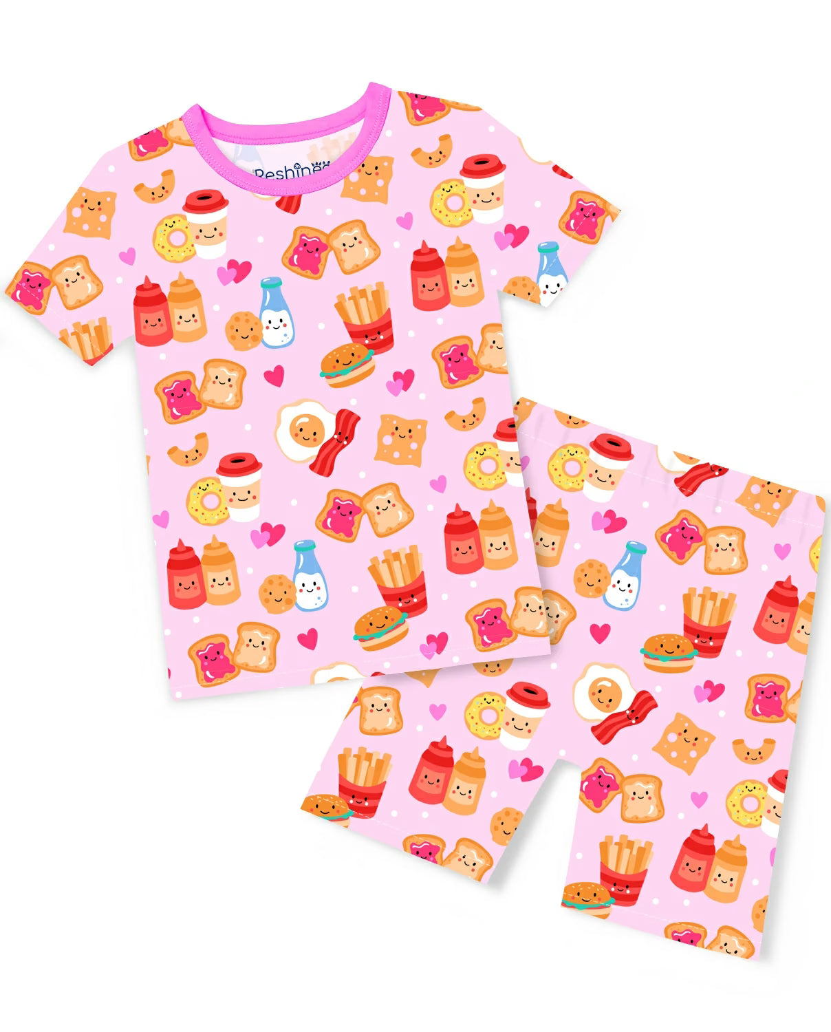 Breakfast Party Short Two-Piece Pajama Set, breakfast party bamboo short two piece pjs main