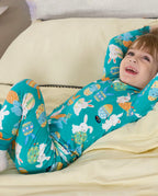 Bunny & Eggs Long Two-Piece Pajama Set, bunny and eggs bamboo two piece pjs lifestyle 6