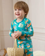 Bunny & Eggs Long Two-Piece Pajama Set, bunny and eggs bamboo two piece pjs lifestyle 7