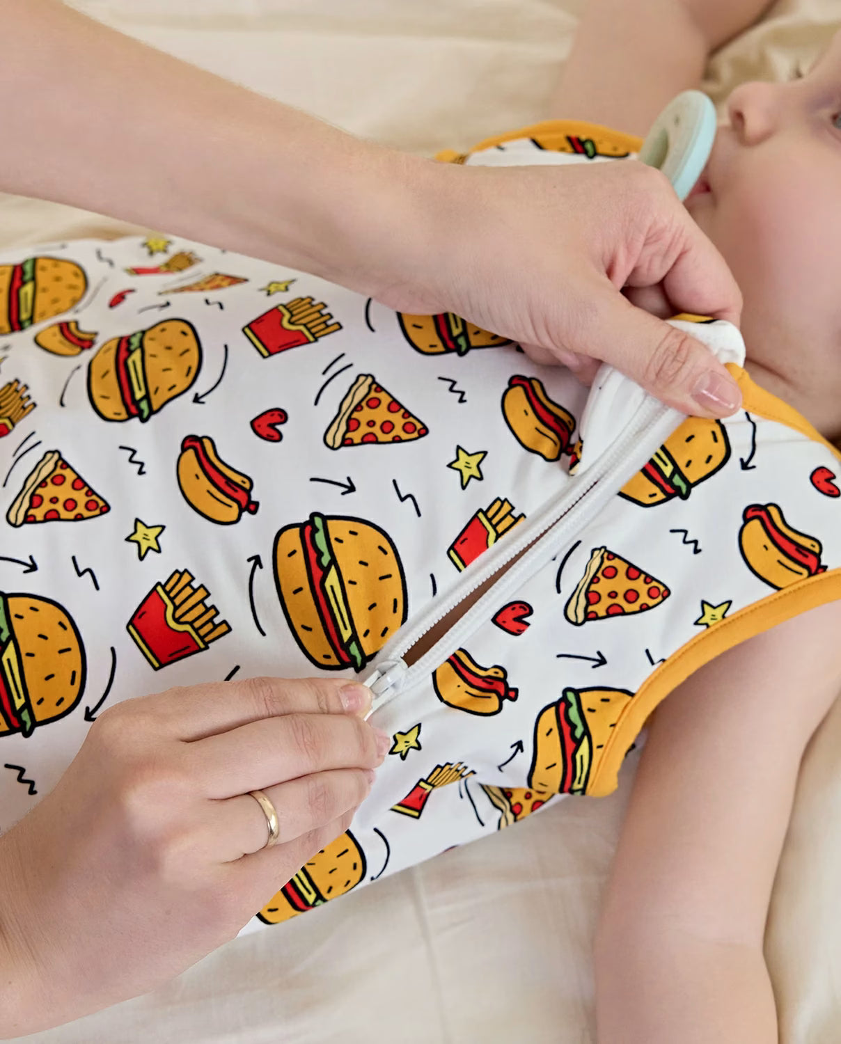 Burger & Buddies Bamboo Baby Sleep Sack, burger buddies bamboo baby sleep sack zipper guard 03