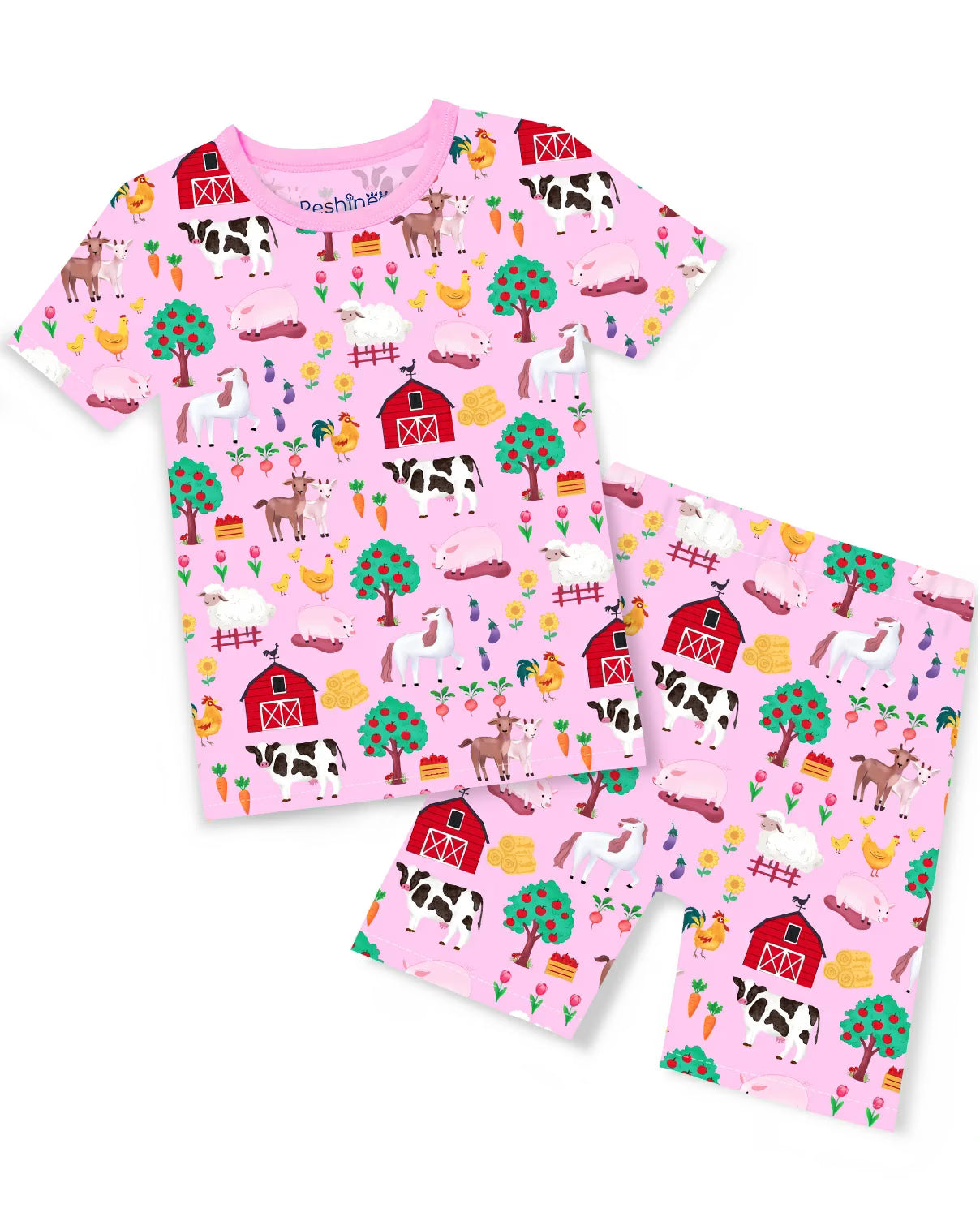 Busy Farm Short Two-Piece Pajama Set, busy farm bamboo short two piece pajama set main