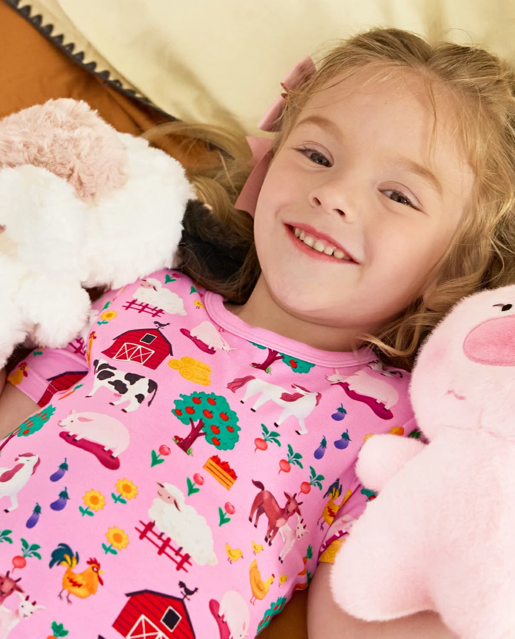 Busy Farm Short Two-Piece Pajama Set, busy farm bamboo short two piece pjs lifestyle 03