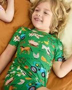 Busy Farm Days Short Two-Piece Pajama Set, busy farm days bamboo short two piece pjs lifestyle 02