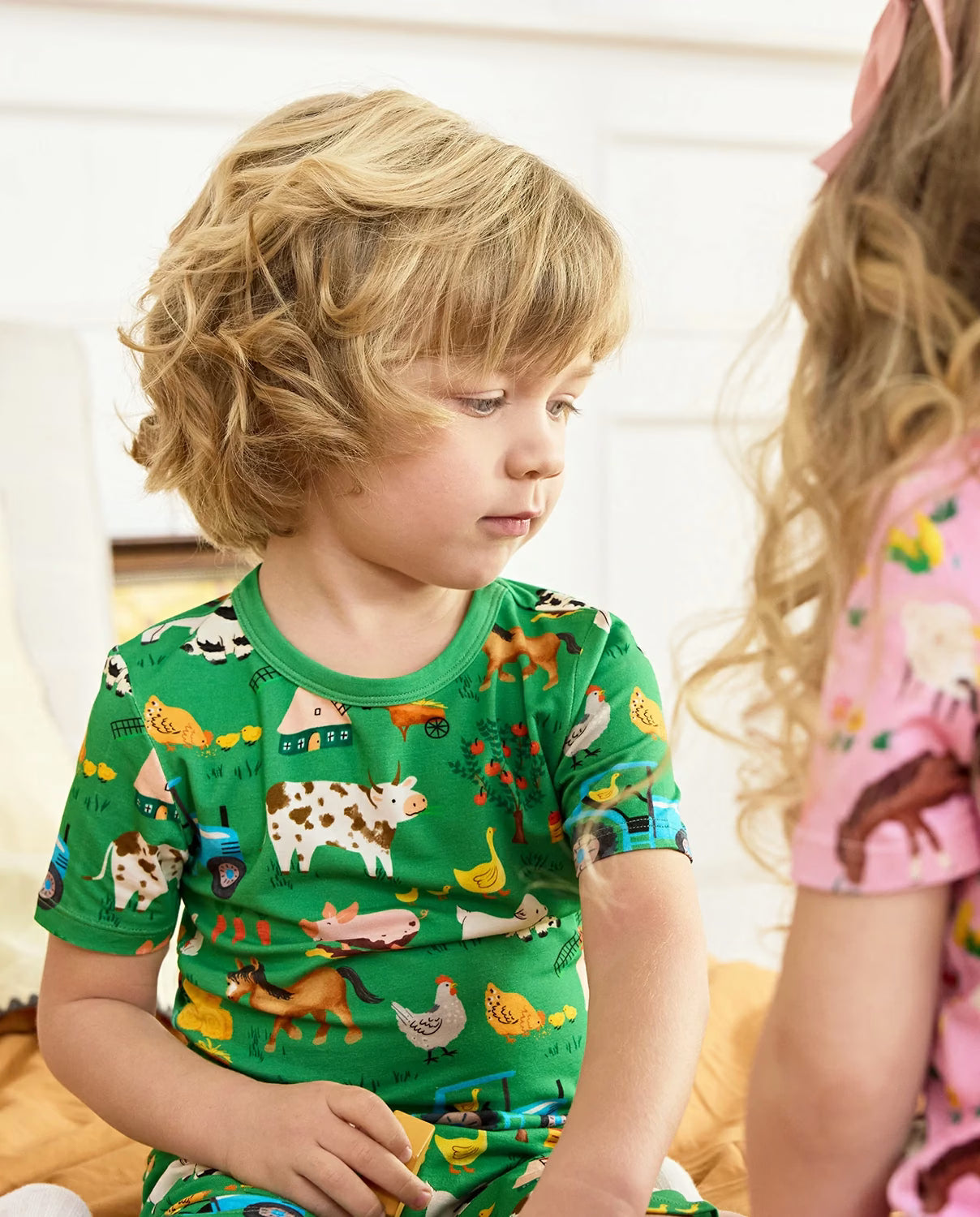 Busy Farm Days Short Two-Piece Pajama Set, busy farm days bamboo short two piece pjs lifestyle 11