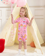 Cake Party Short Two-Piece Pajama Set, cake party bamboo short two piece pjs lifestyle 01