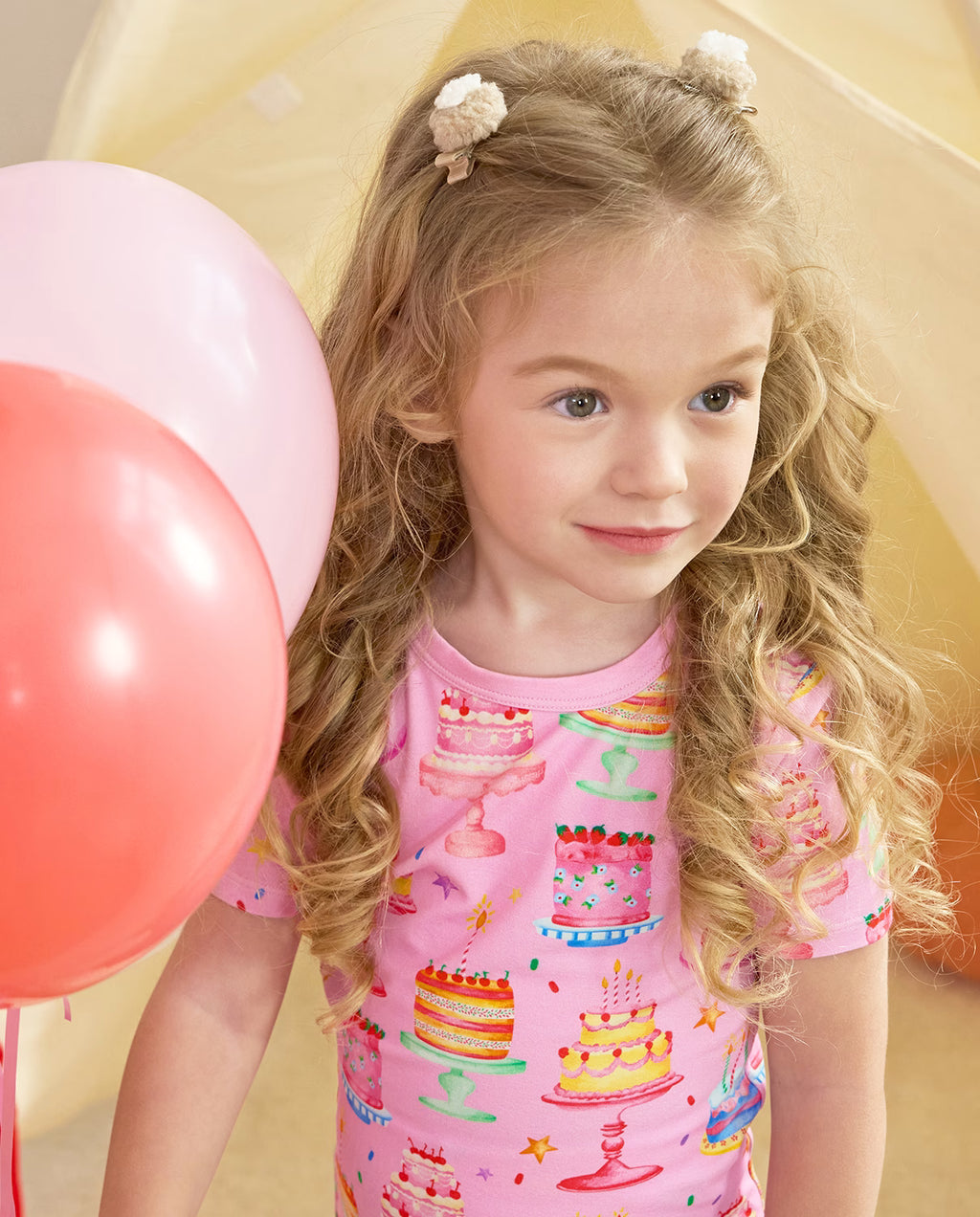 Cake Party Short Two-Piece Pajama Set, cake party bamboo short two piece pjs lifestyle 02