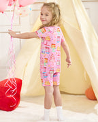 Cake Party Short Two-Piece Pajama Set, cake party bamboo short two piece pjs lifestyle 03