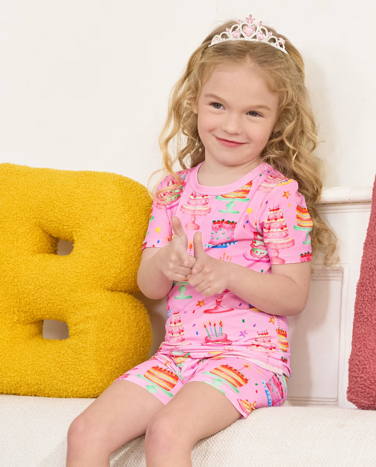 Cake Party Short Two-Piece Pajama Set, cake party bamboo short two piece pjs lifestyle 06