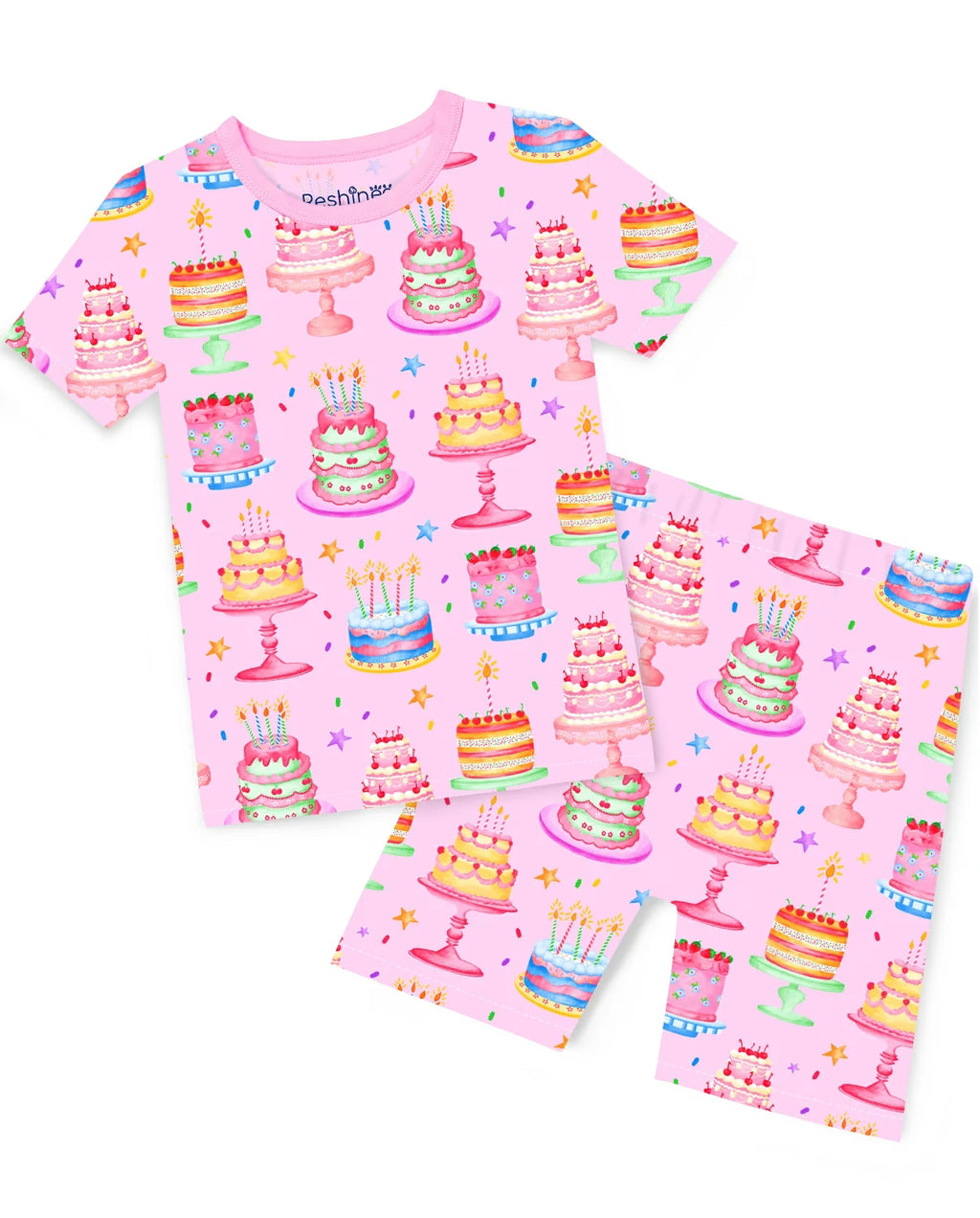 Cake Party Short Two-Piece Pajama Set, cake party bamboo short two piece pjs main