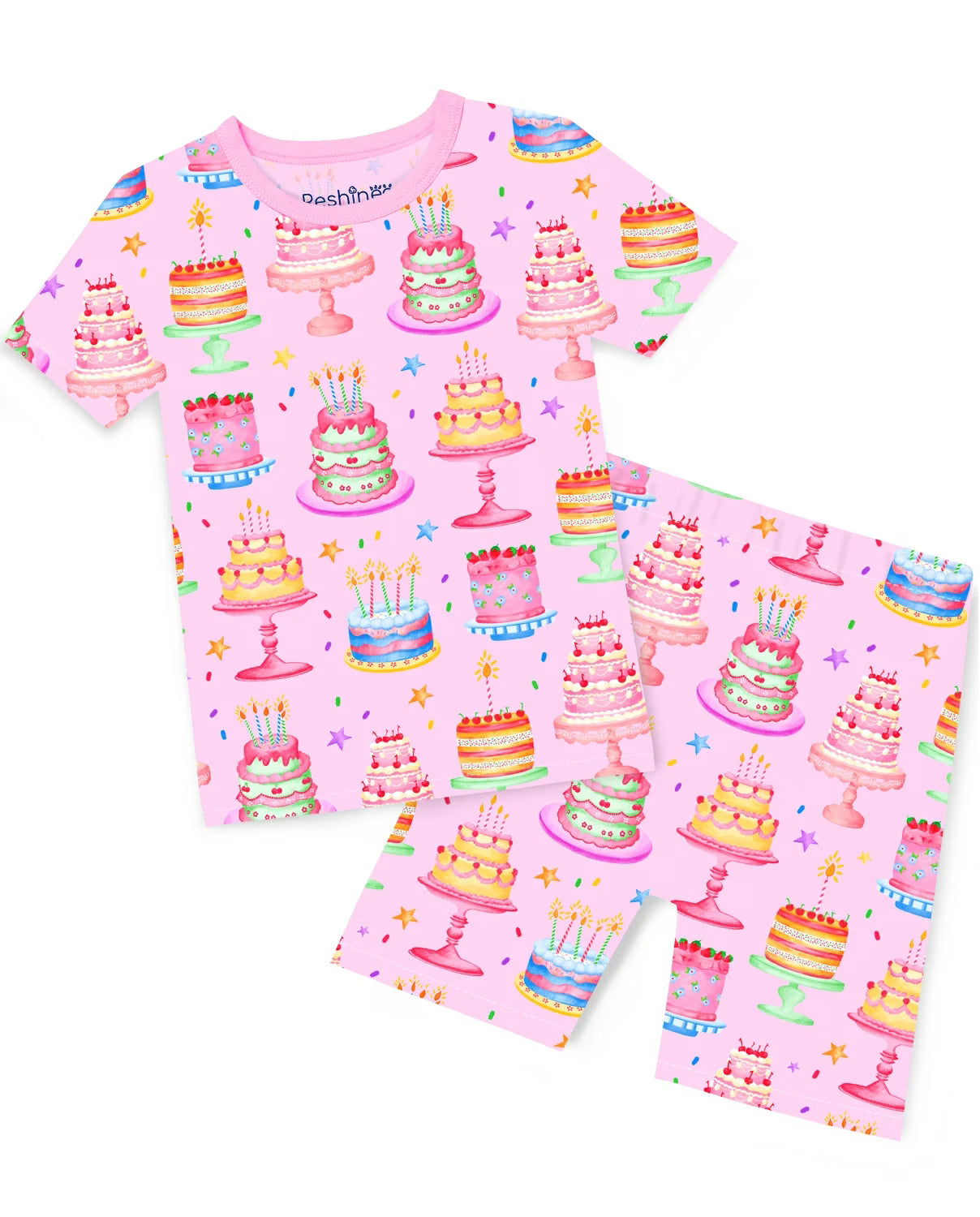 Cake Party Short Two-Piece Pajama Set, cake party bamboo short two piece pjs main