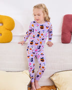 Candy Boo Long Two-Piece Pajama Set - child wearing the pajamas, full-length front view