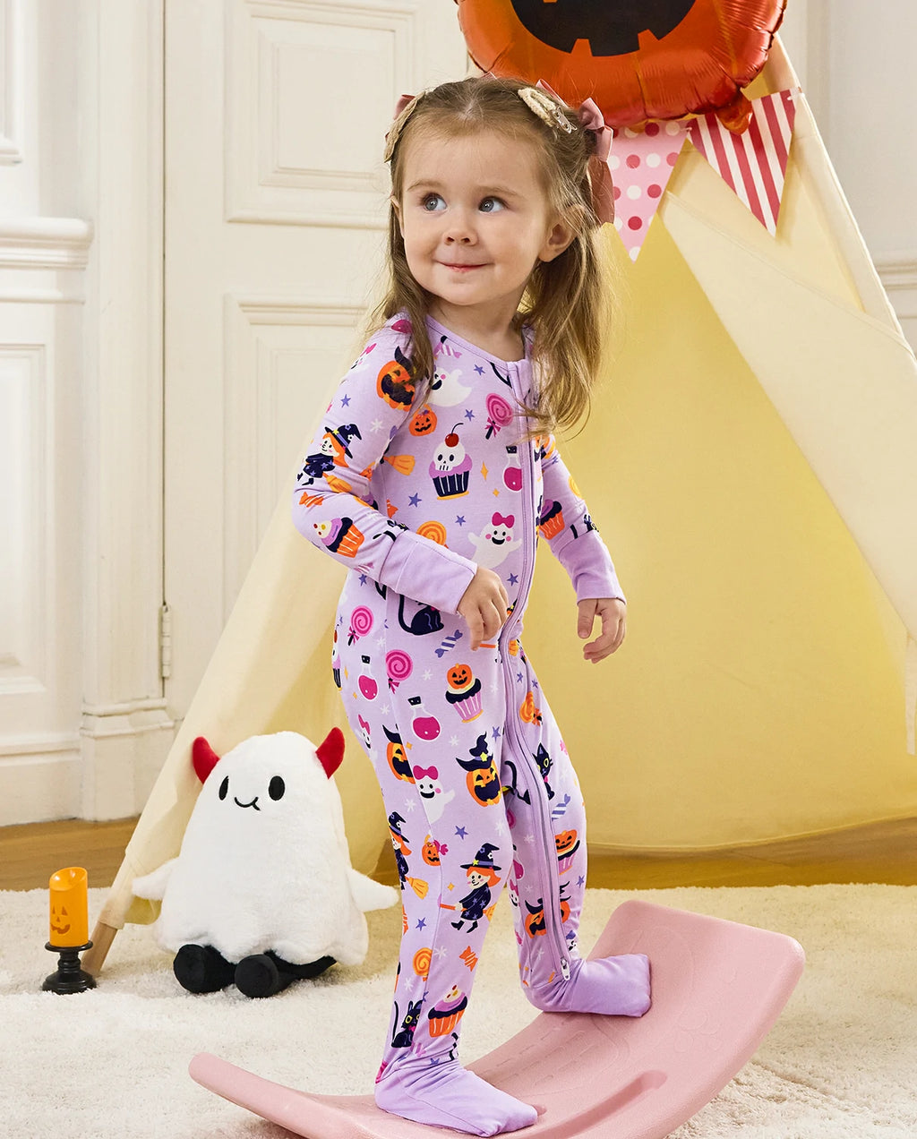 Candy Boo Bamboo Zippy one piece pajamas for Halloween bedtime
