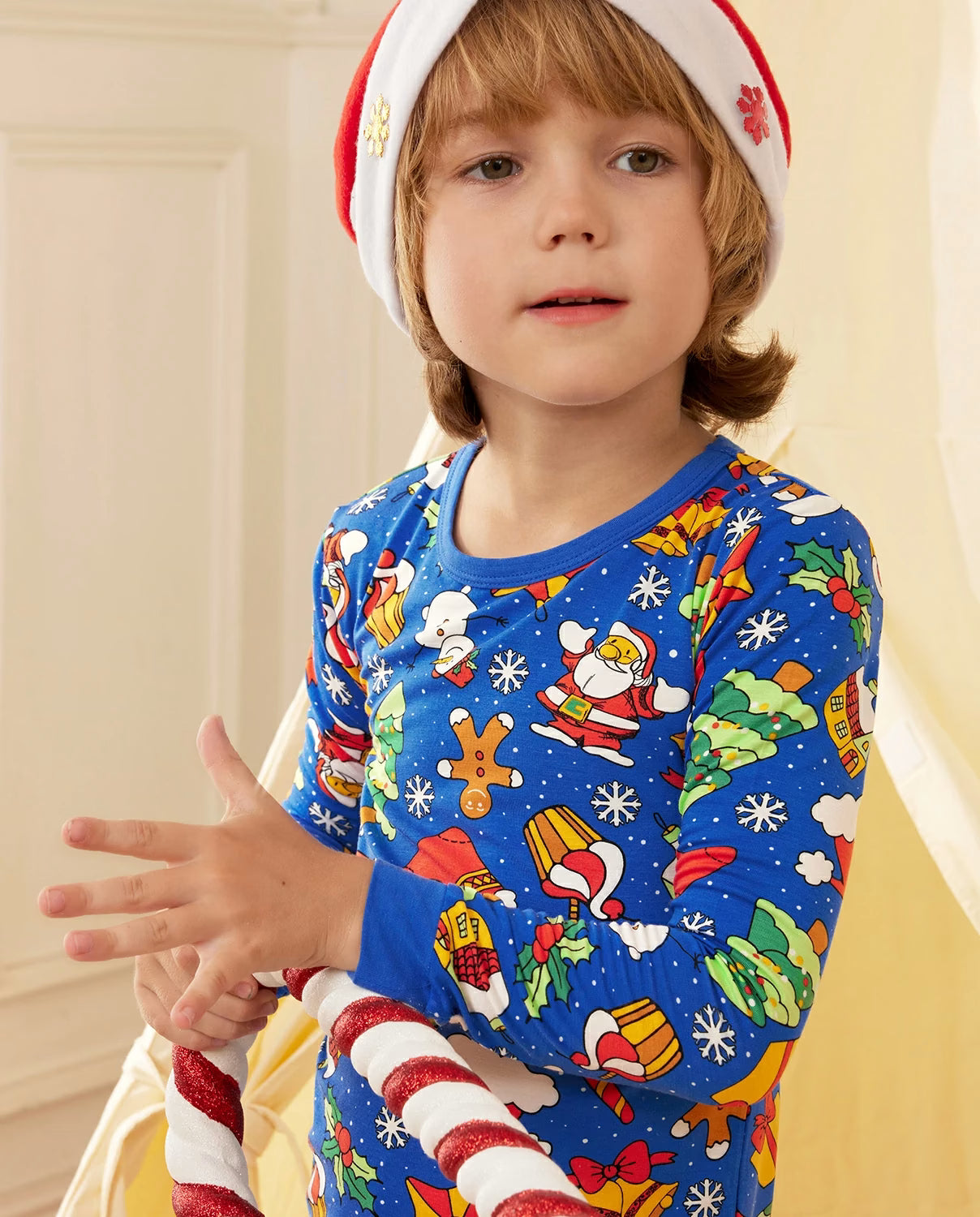 Christmas Jingle Long Two-Piece Pajama Set, christmas jingle bamboo long two piece pjs lifestyle 04