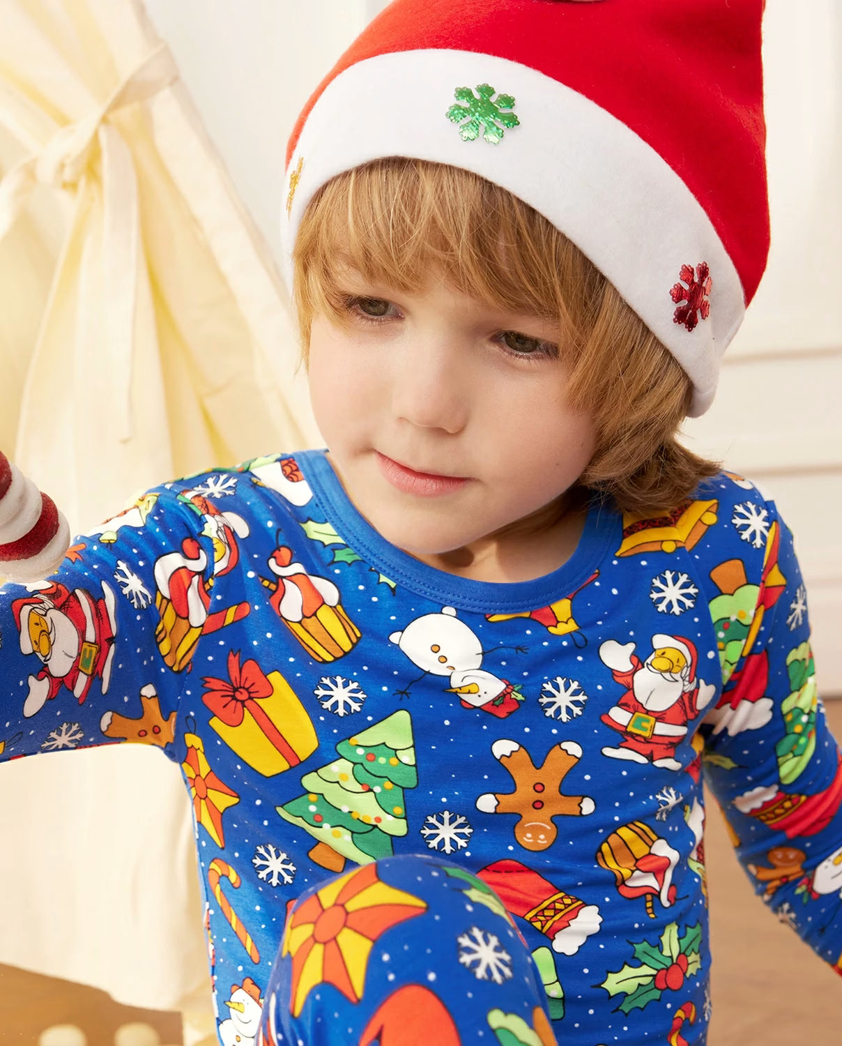 Christmas Jingle Long Two-Piece Pajama Set, christmas jingle bamboo long two piece pjs lifestyle 07
