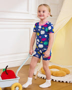 Cloud Hearts Short Two-Piece Pajama Set, cloud hearts bamboo short two piece pjs lifestyle 09