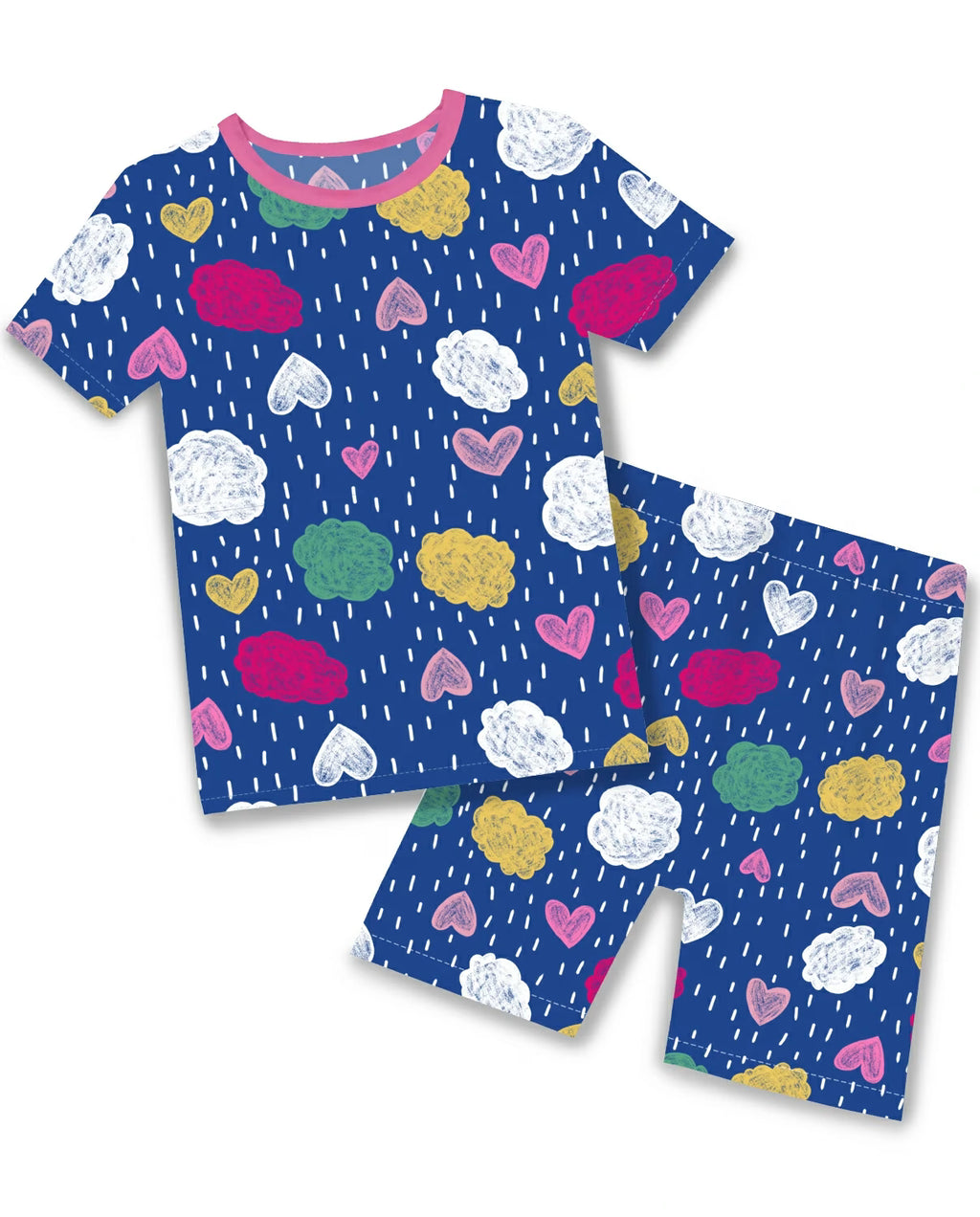 Cloud Hearts Short Two-Piece Pajama Set, cloud hearts short two piece pajama set main