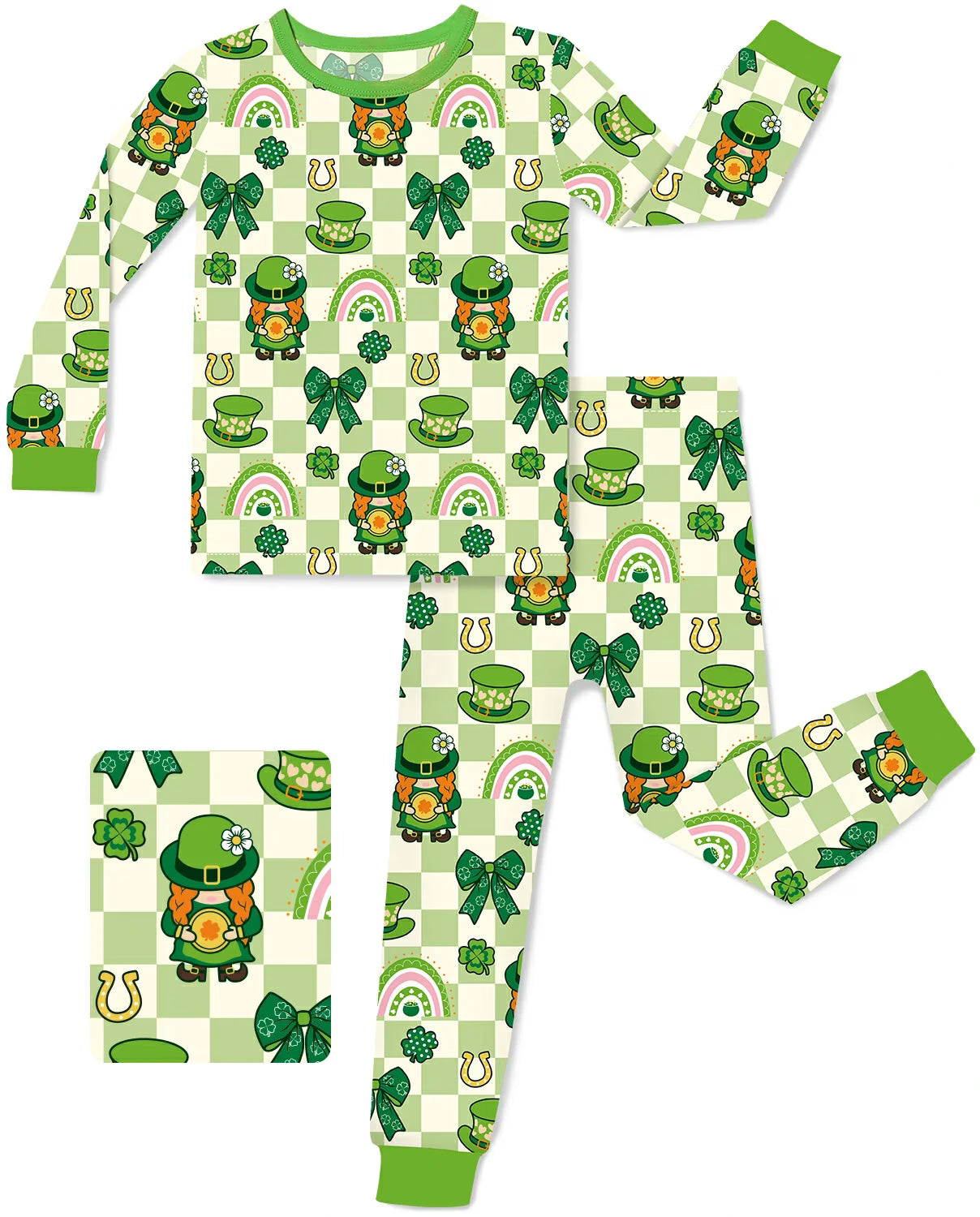 Clover Joy Long Two-Piece Pajama Set, clover joy bamboo long two piece pajama set main