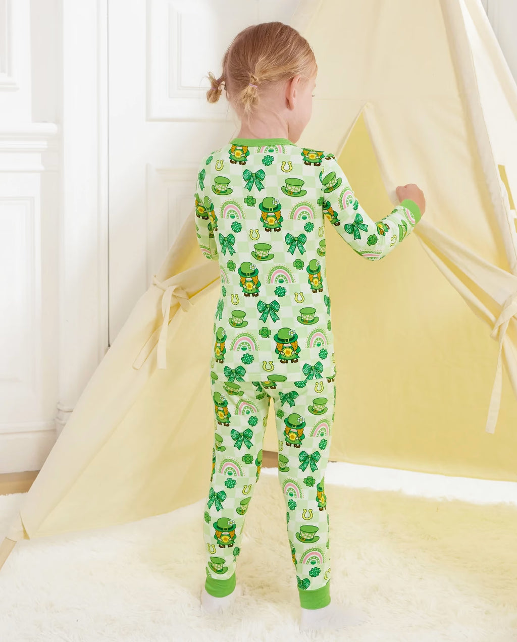 Clover Joy Long Two-Piece Pajama Set, clover joy bamboo long two piece pjs lifestyle 05
