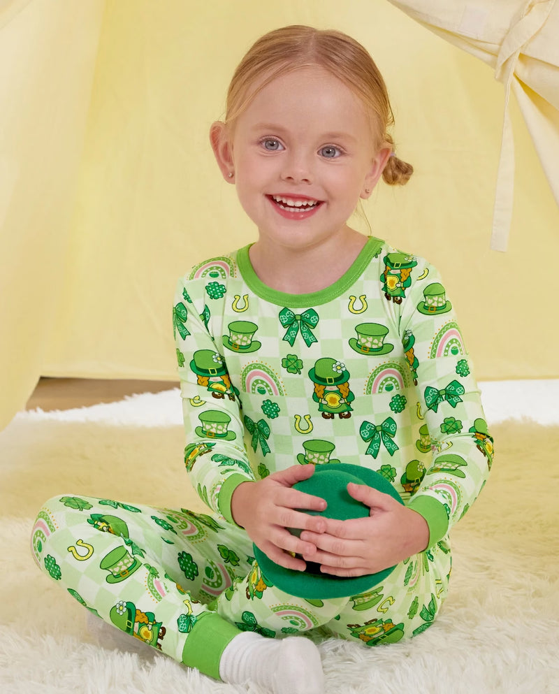 Clover Joy Long Two-Piece Pajama Set, clover joy bamboo long two piece pjs lifestyle 06