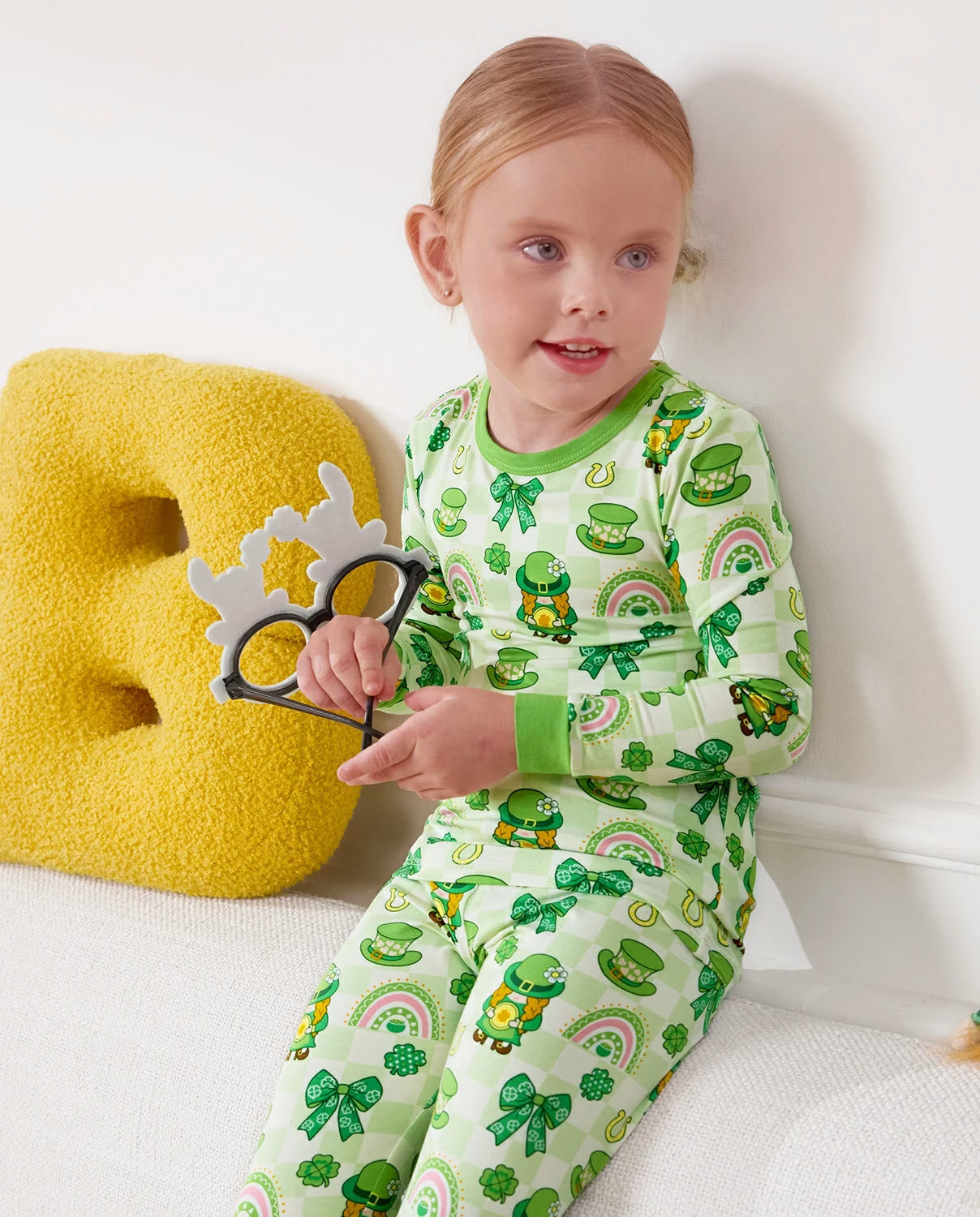 Clover Joy Long Two-Piece Pajama Set, clover joy bamboo long two piece pjs lifestyle 07