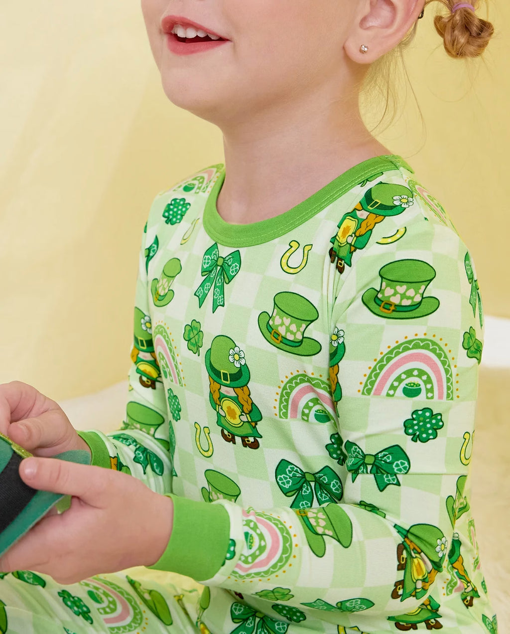 Clover Joy Long Two-Piece Pajama Set, clover joy bamboo long two piece pjs lifestyle 10