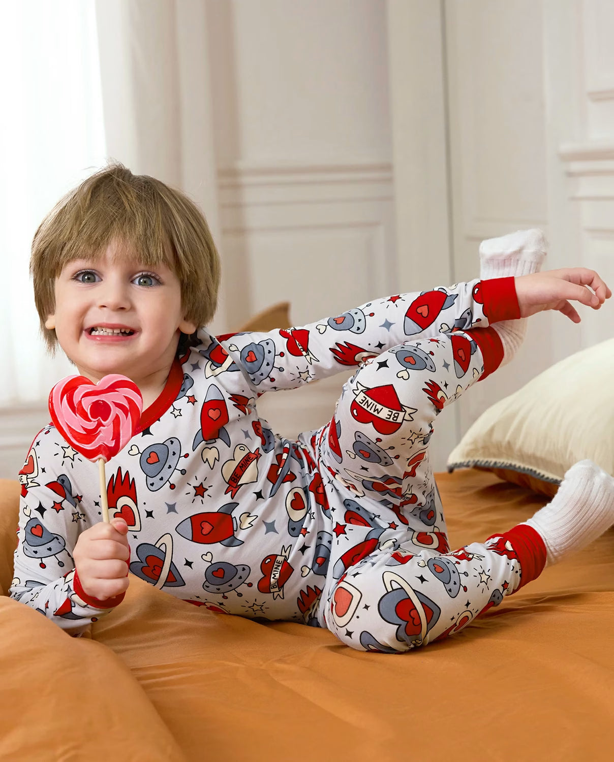 Cosmic Love Long Two-Piece Pajama Set, cosmic love bamboo two piece pjs lifestyle 1