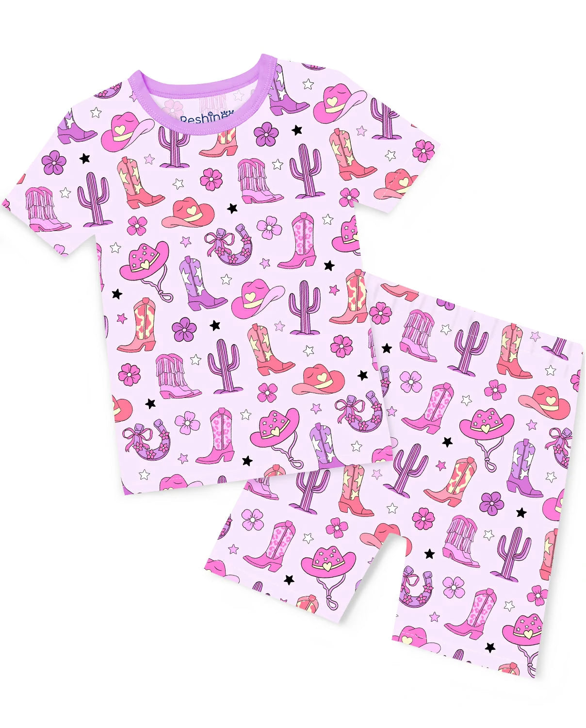 Cowgirl Boots Short Two-Piece Pajama Set, cowgirl boots bamboo short two piece pajama set main