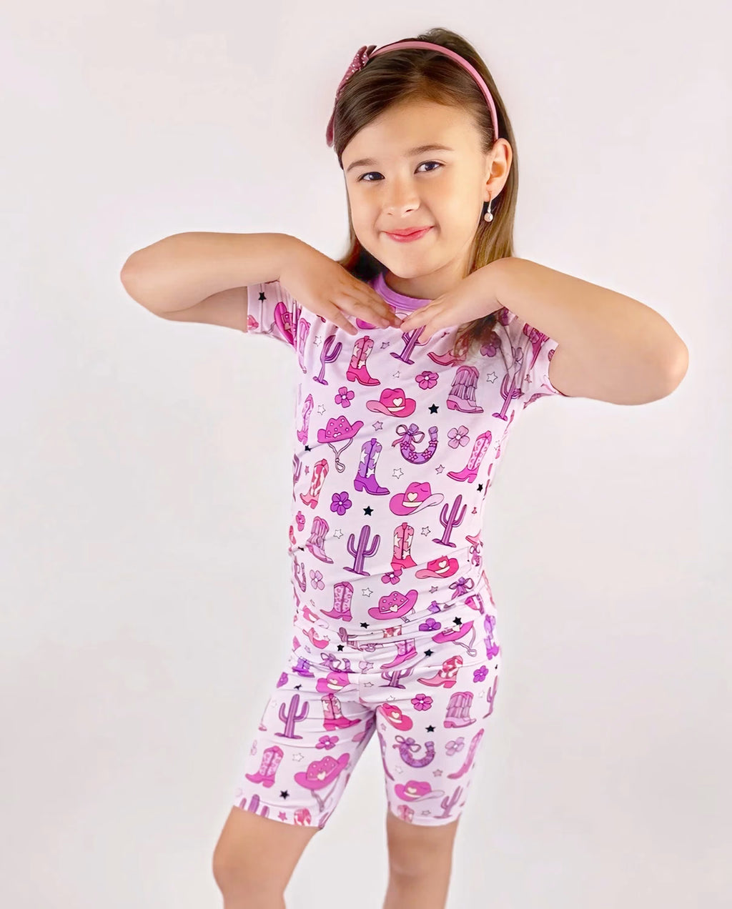 Cowgirl Boots Short Two-Piece Pajama Set, cowgirl boots bamboo short two piece pjs lifestyle 01