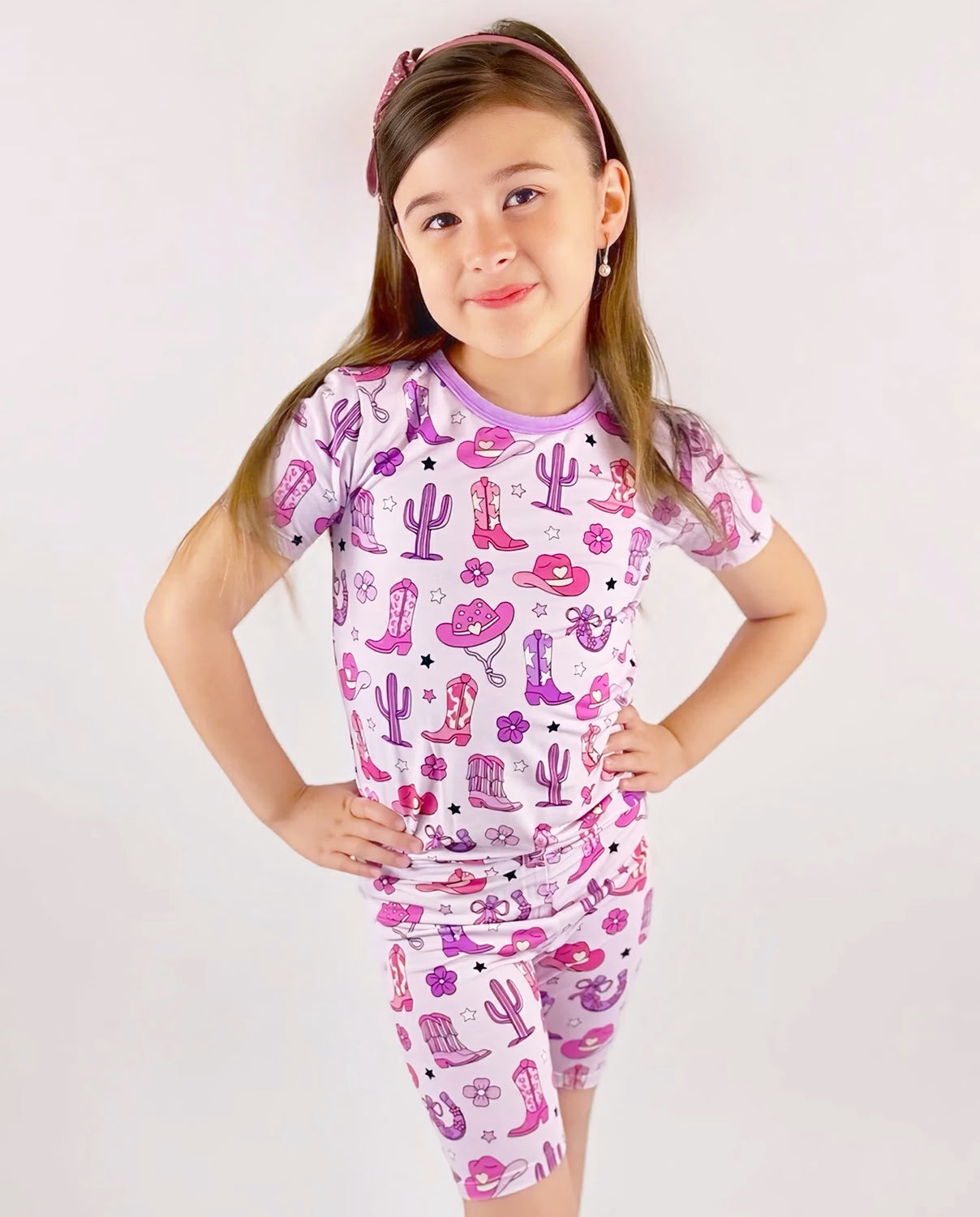 Cowgirl Boots Short Two-Piece Pajama Set, cowgirl boots bamboo short two piece pjs lifestyle 02