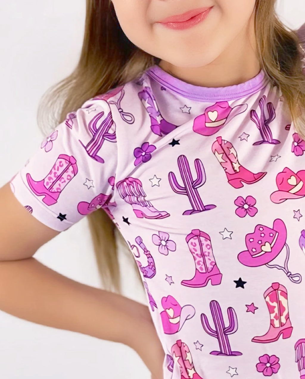 Cowgirl Boots Short Two-Piece Pajama Set, cowgirl boots bamboo short two piece pjs lifestyle 04