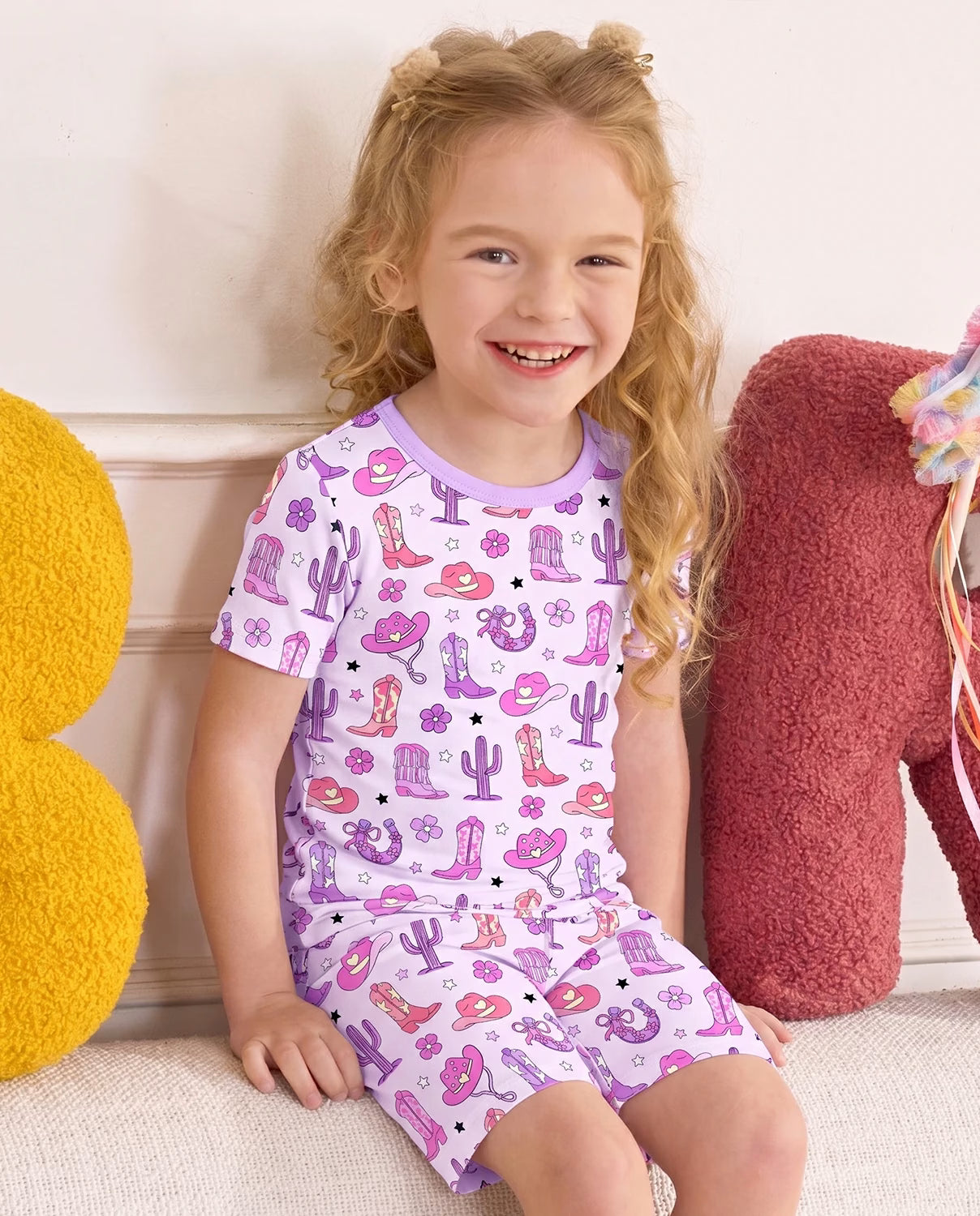 Cowgirl Boots Short Two-Piece Pajama Set, cowgirl boots bamboo short two piece pjs lifestyle 13