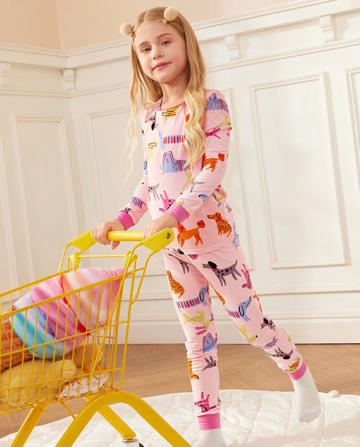 Dapper Dog Long Two-Piece Pajama Set, dapper dog bamboo two piece pjs lifestyle 1