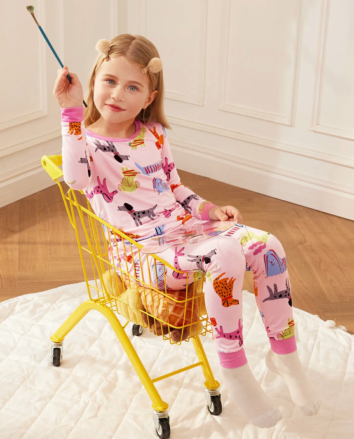 Dapper Dog Long Two-Piece Pajama Set, dapper dog bamboo two piece pjs lifestyle 4
