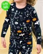 Dark Disco Long Two-Piece Pajama Set - close-up of the glow-print pajama top