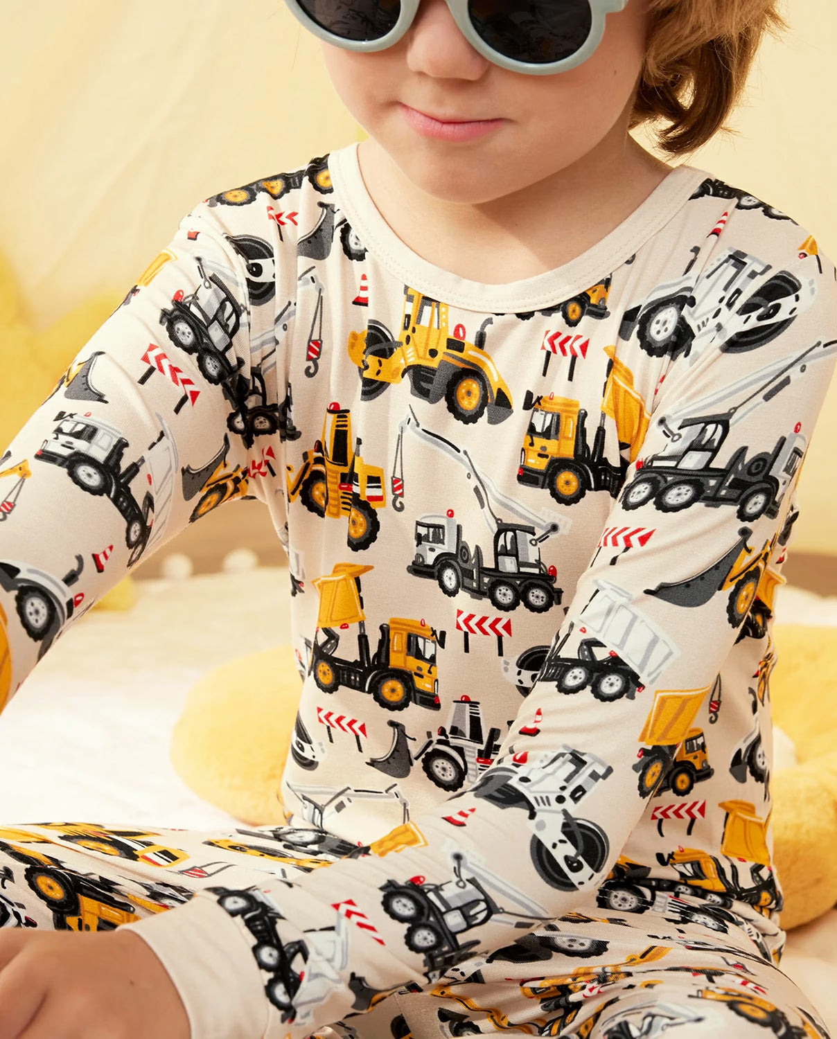 Digger Delights Long Two-Piece Pajama Set, digger delights bamboo two piece pjs lifestyle 1