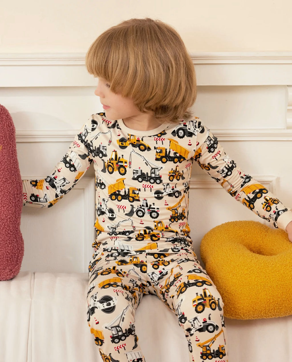 Digger Delights Long Two-Piece Pajama Set, digger delights bamboo two piece pjs lifestyle 2