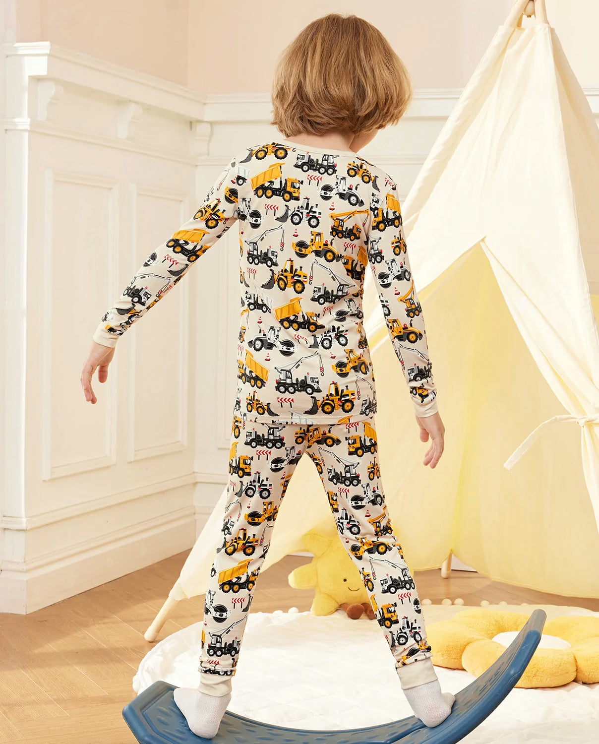 Digger Delights Long Two-Piece Pajama Set, digger delights bamboo two piece pjs lifestyle 5