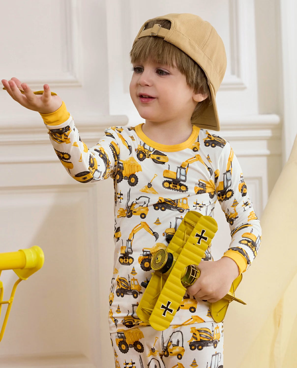 Digging Time Long Two-Piece Pajama Set, digging time club bamboo two piece pjs lifestyle 3