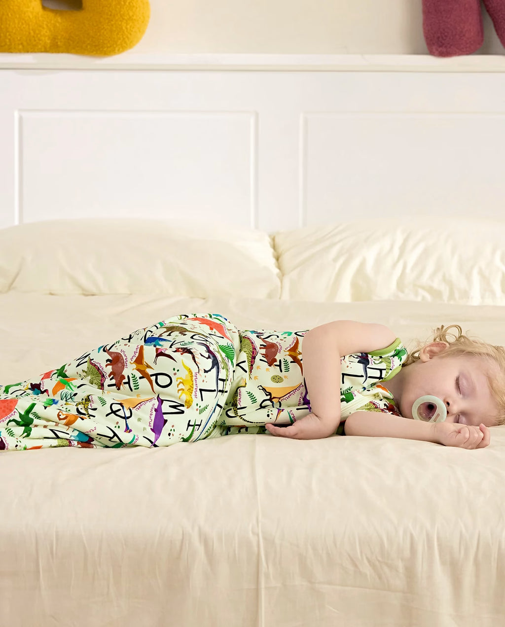 Dino Handbook Bamboo Baby Sleep Sack, dino dreams bamboo baby sleep sack sleeping baby 06
