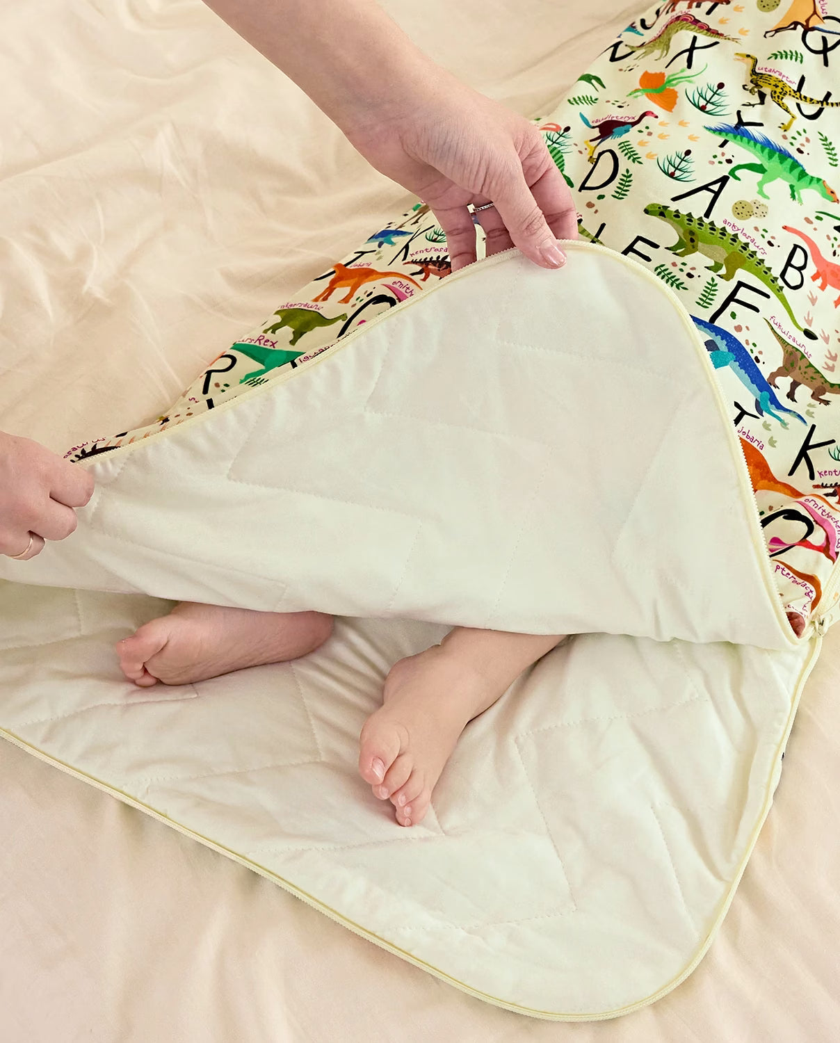 Dino Handbook Bamboo Baby Sleep Sack, dino dreams bamboo baby sleep sack smooth inside 04