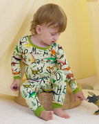 Dino Handbook Long Two-Piece Pajama Set, dino handbook bamboo two piece pjs lifestyle 5