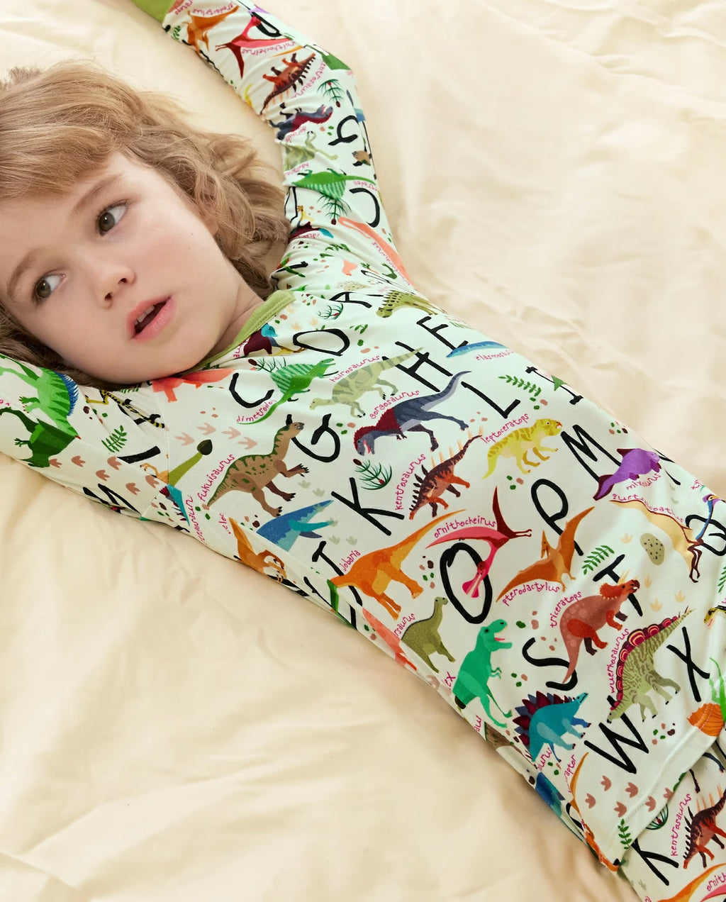 Dino Handbook Long Two-Piece Pajama Set, dino handbook bamboo two piece pjs lifestyle 6